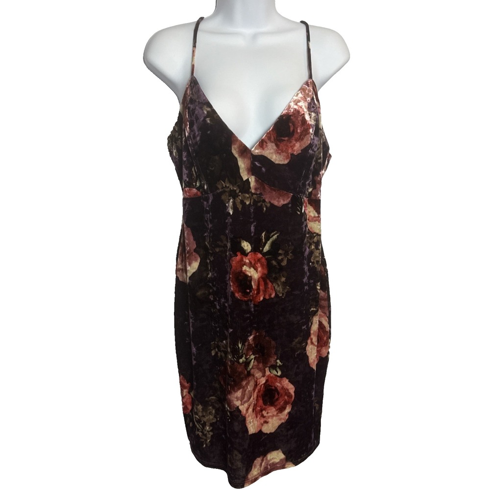 Charlotte Russe Womens XL Crushed Velvet Floral Mini Dress Whimsigoth Fairy HOCO